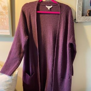 Women’s Open Long Cardigan Plum Purple Medium